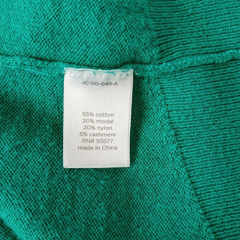 JCPenney Cashmere Blend Green Pullover Sweater S crew raglan 3/4 length sleeves - Picture 9 of 14